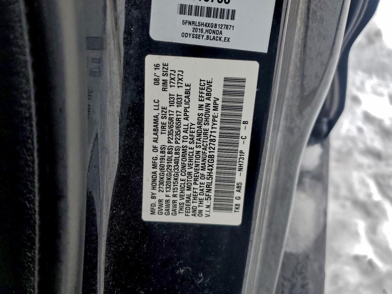 2016 HONDA ODYSSEY