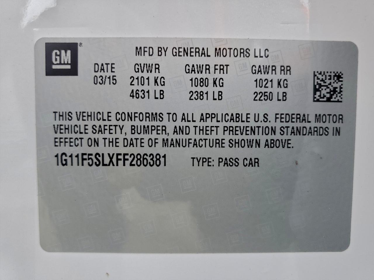 2015 CHEVROLET MALIBU
