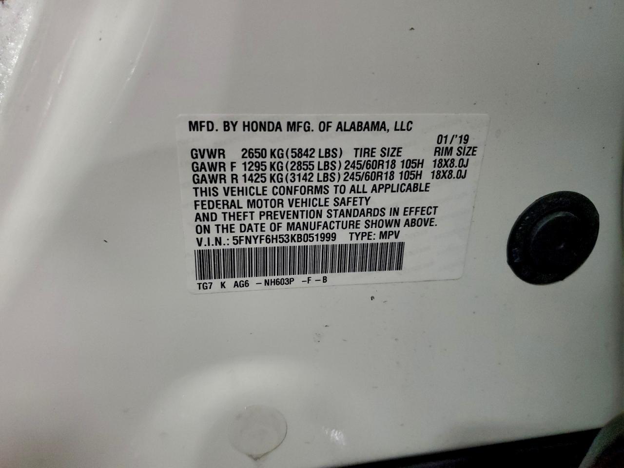 2019 HONDA PILOT
