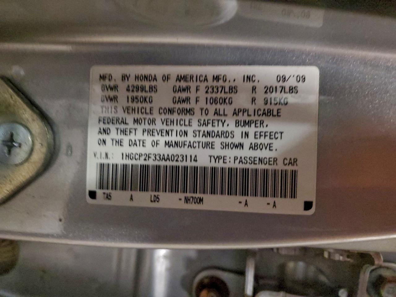 2010 HONDA ACCORD