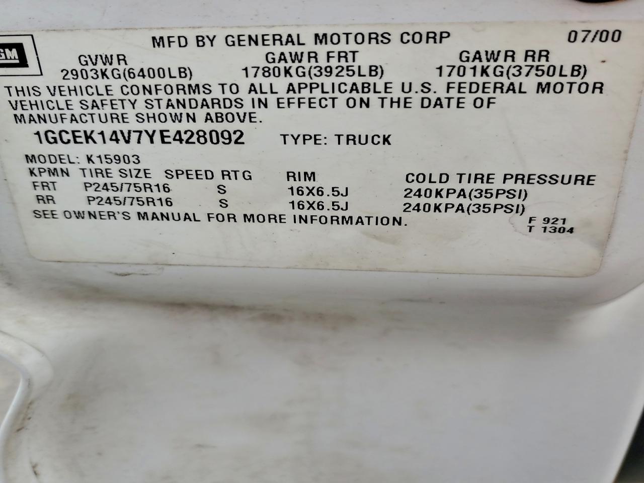 2000 CHEVROLET Silverado
