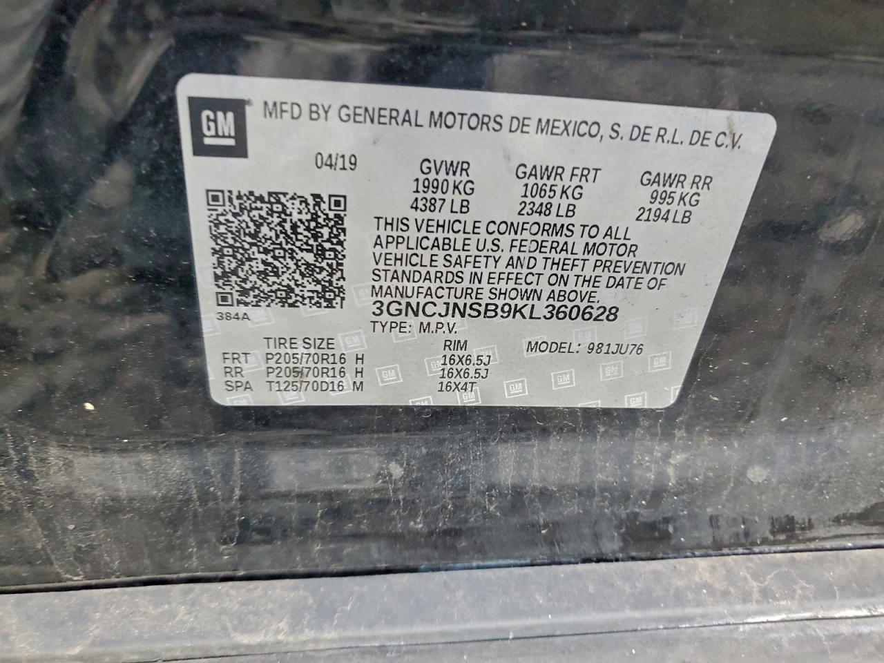 2019 CHEVROLET TRAX