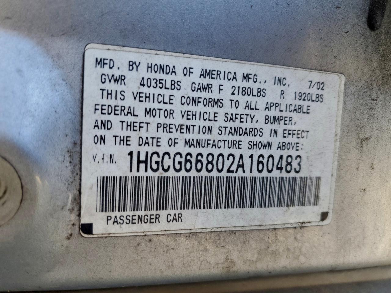 2002 HONDA ACCORD