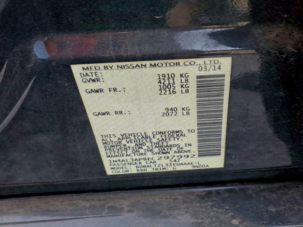 2014 NISSAN ALTIMA