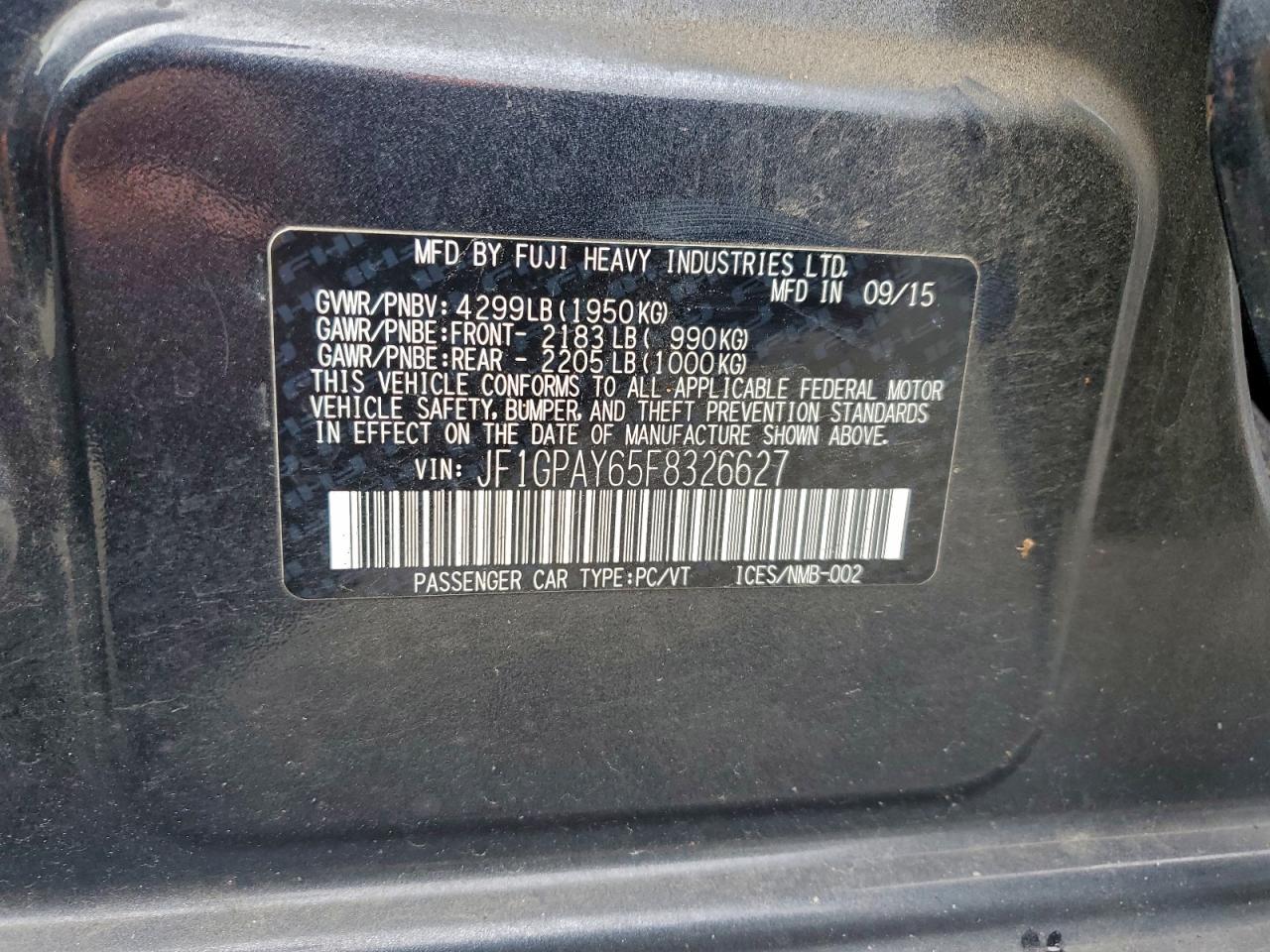 2015 SUBARU IMPREZA