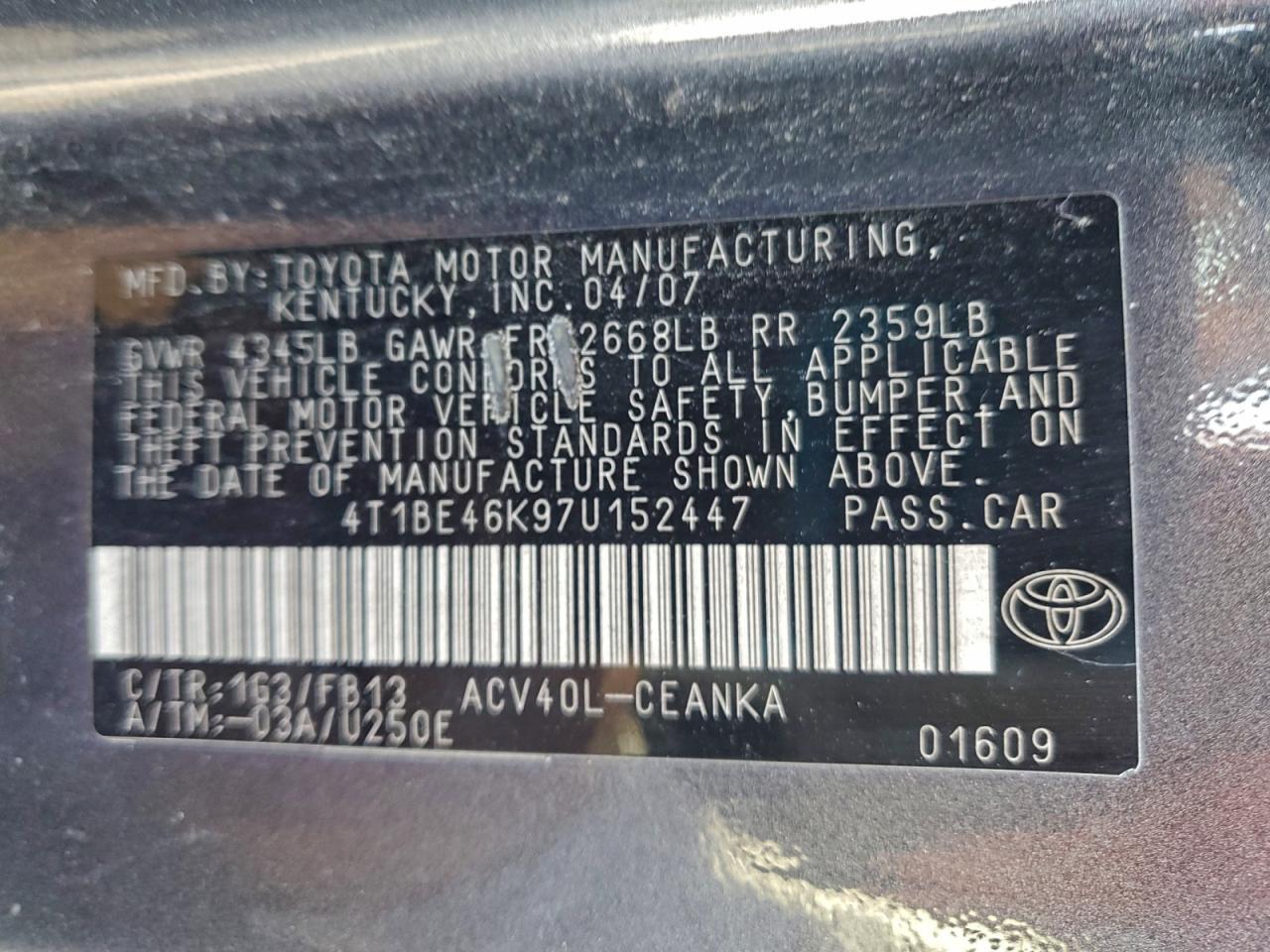 2007 TOYOTA CAMRY