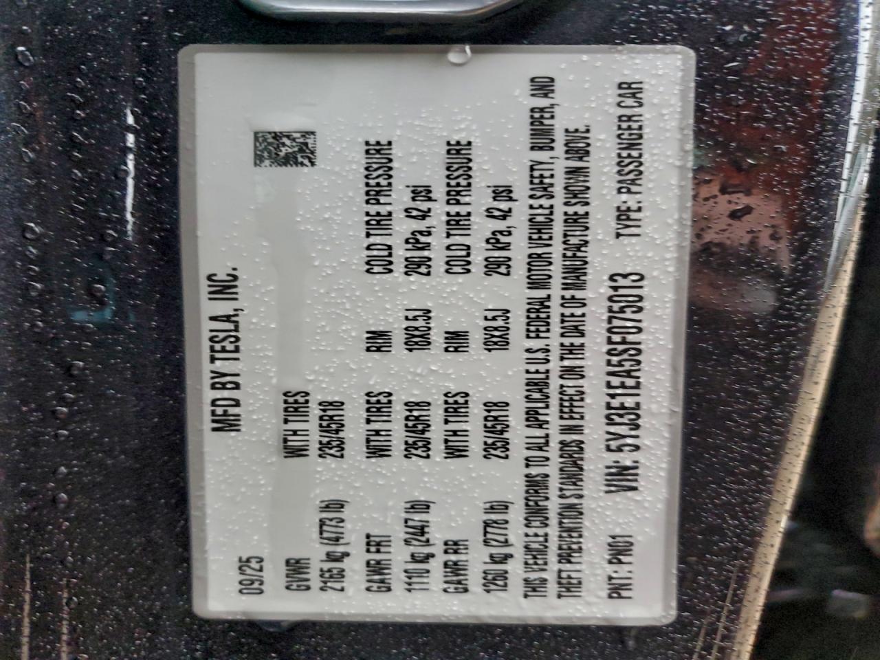 2025 TESLA MODEL 3