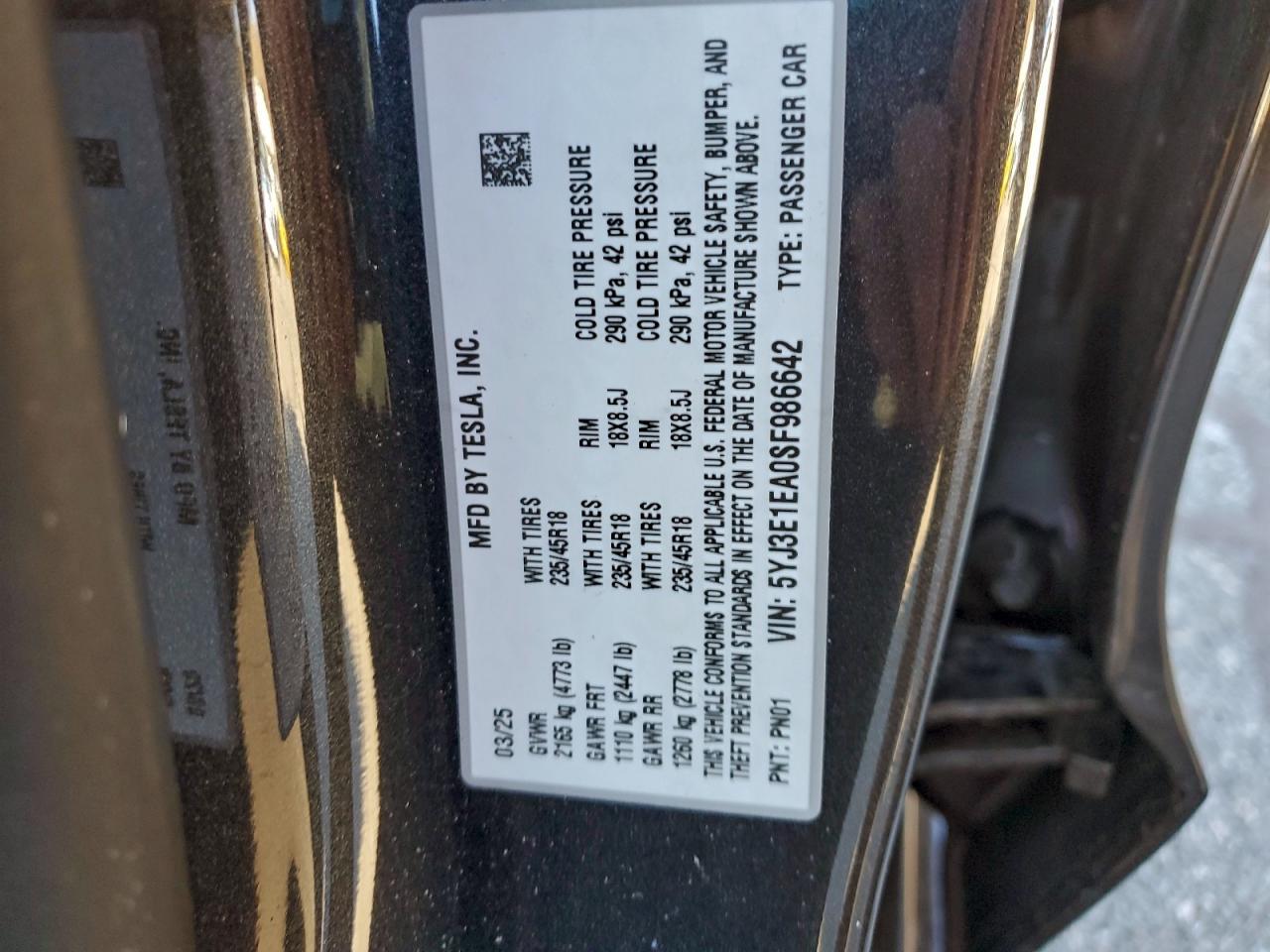 2025 TESLA MODEL 3