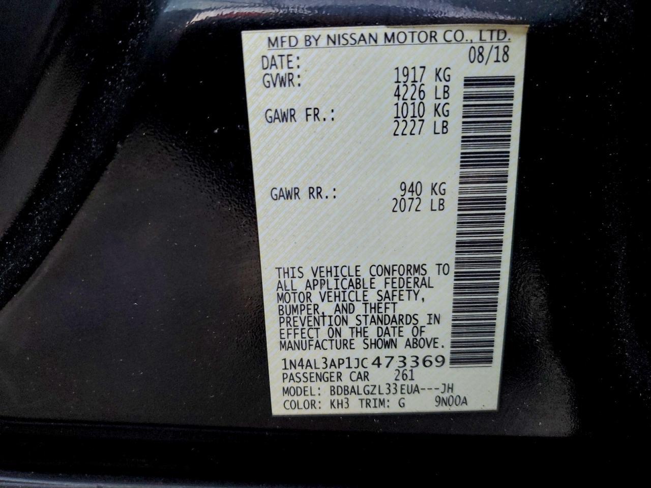 2018 NISSAN ALTIMA