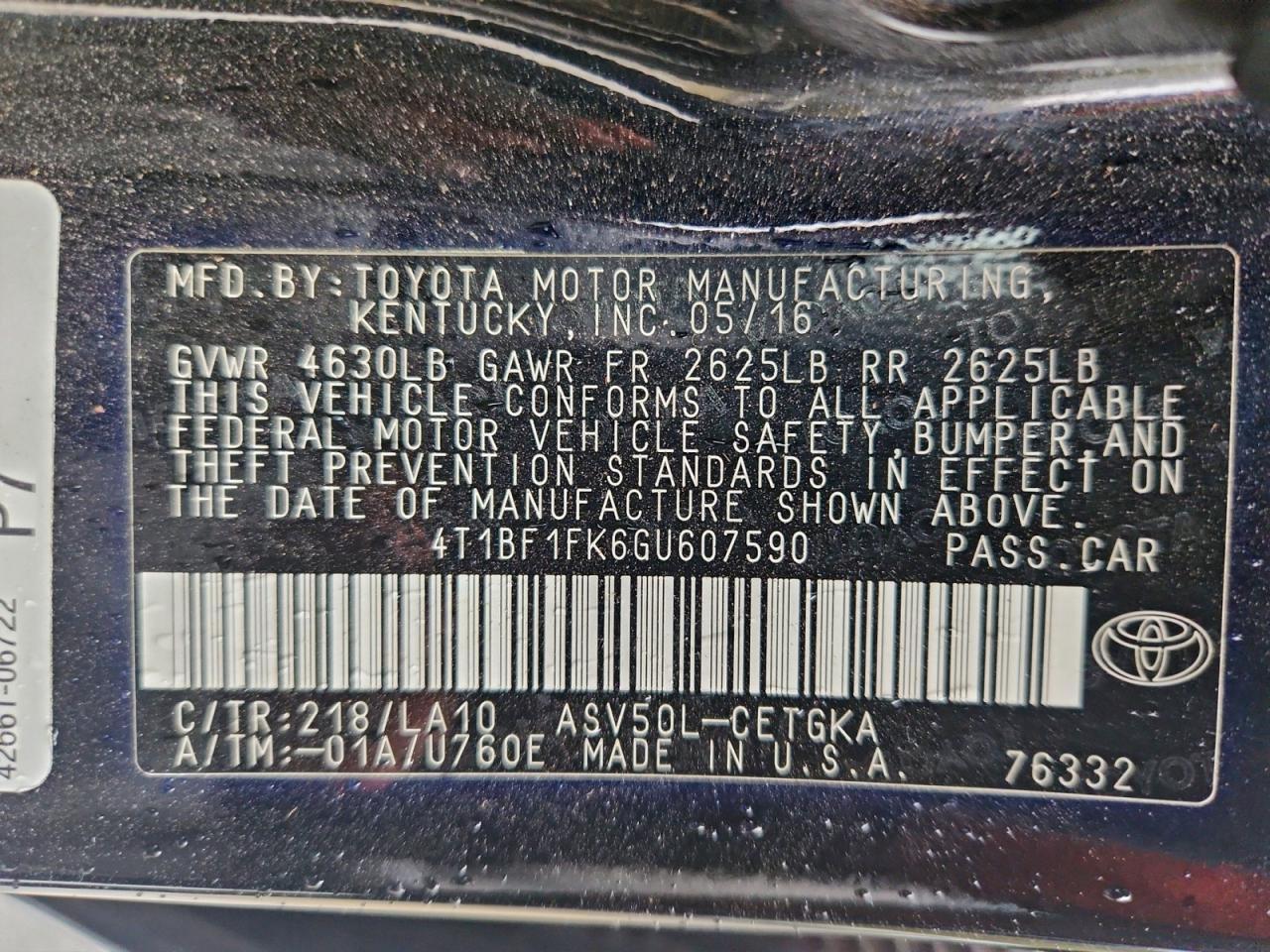 2016 TOYOTA CAMRY