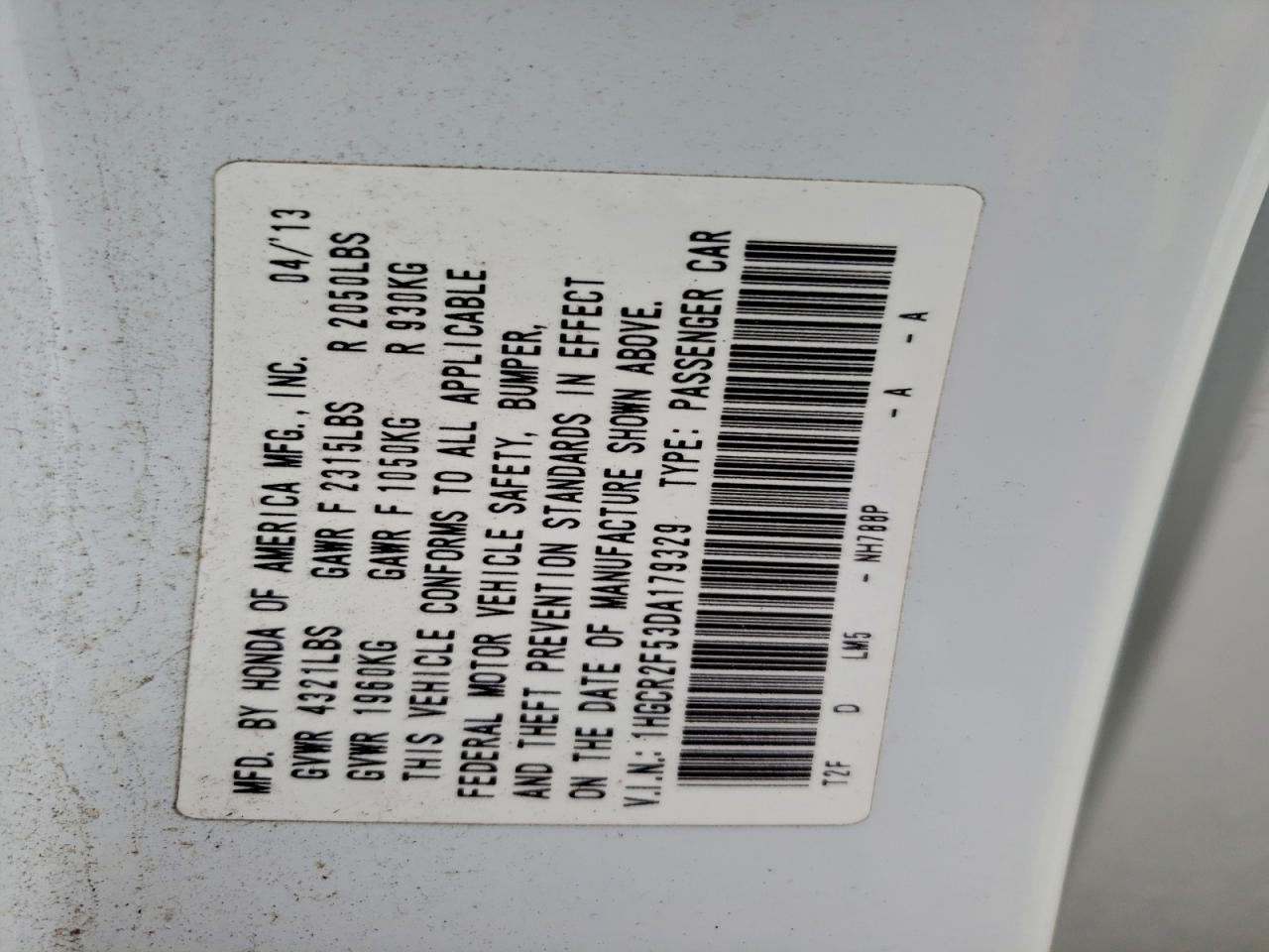 2013 HONDA ACCORD