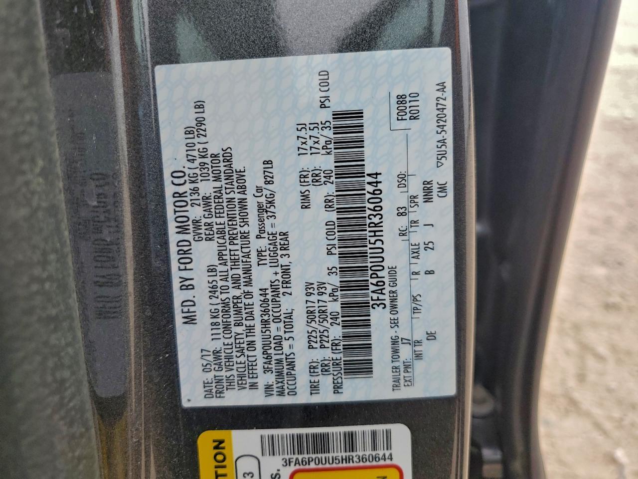 2017 FORD FUSION
