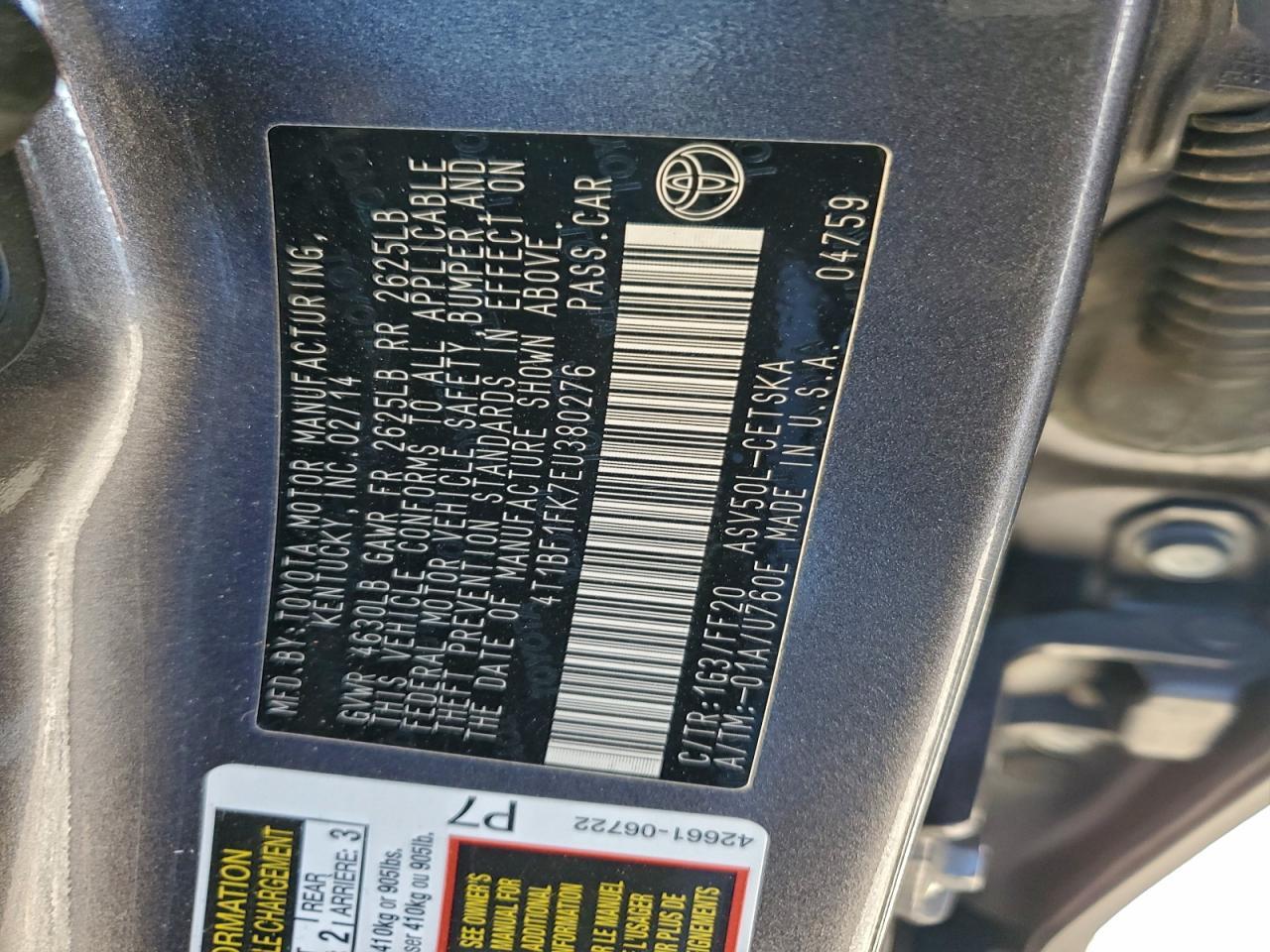 2014 TOYOTA CAMRY