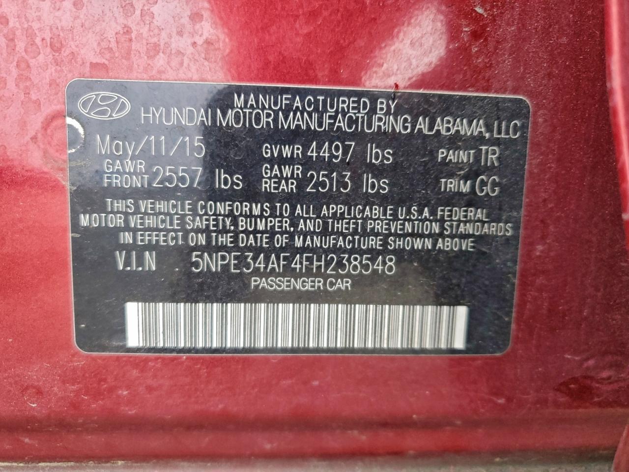 2015 HYUNDAI SONATA