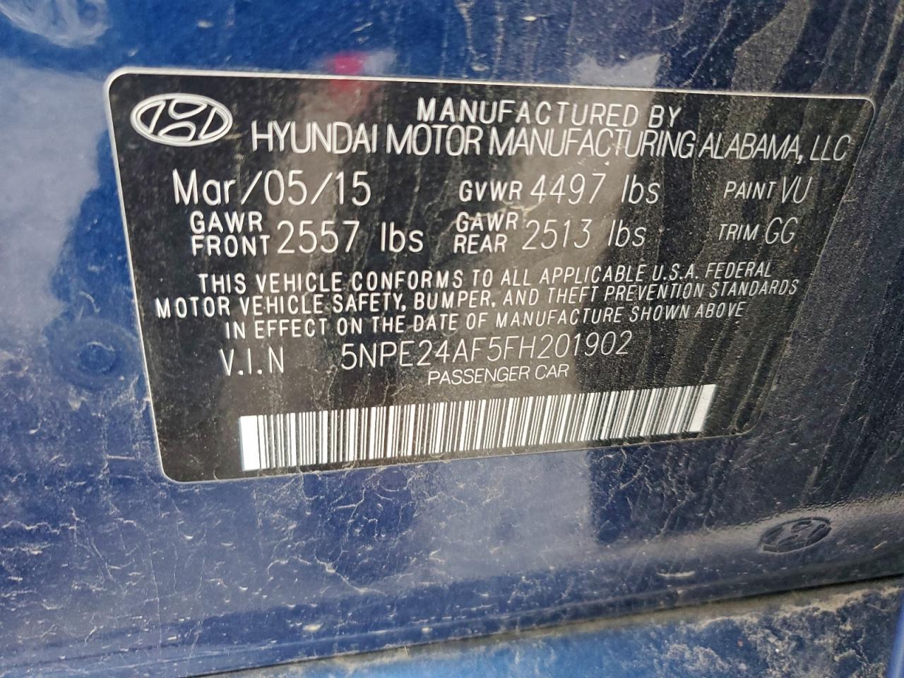 2015 HYUNDAI SONATA