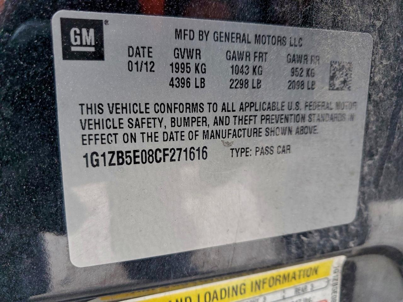 2012 CHEVROLET MALIBU