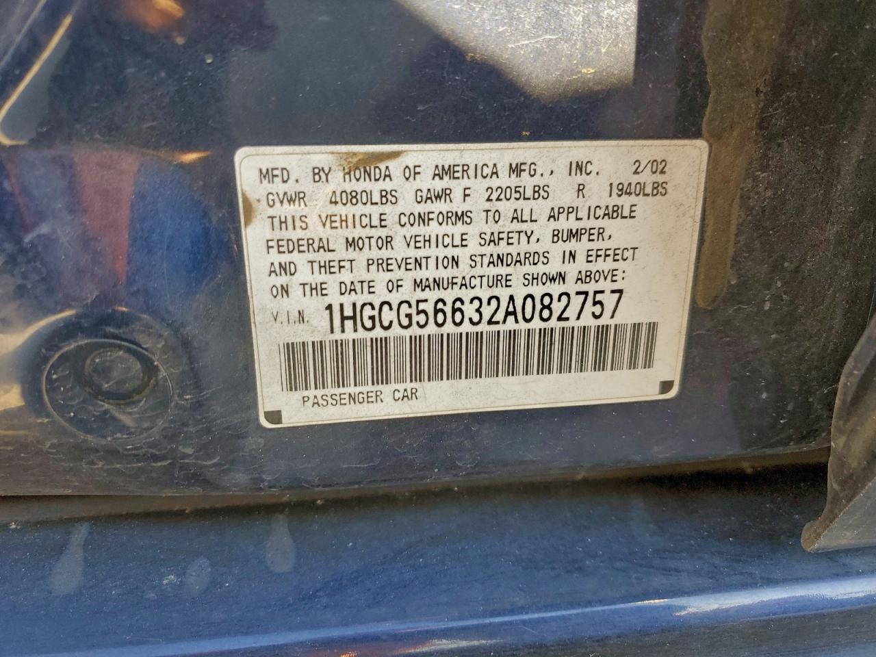 2002 HONDA ACCORD
