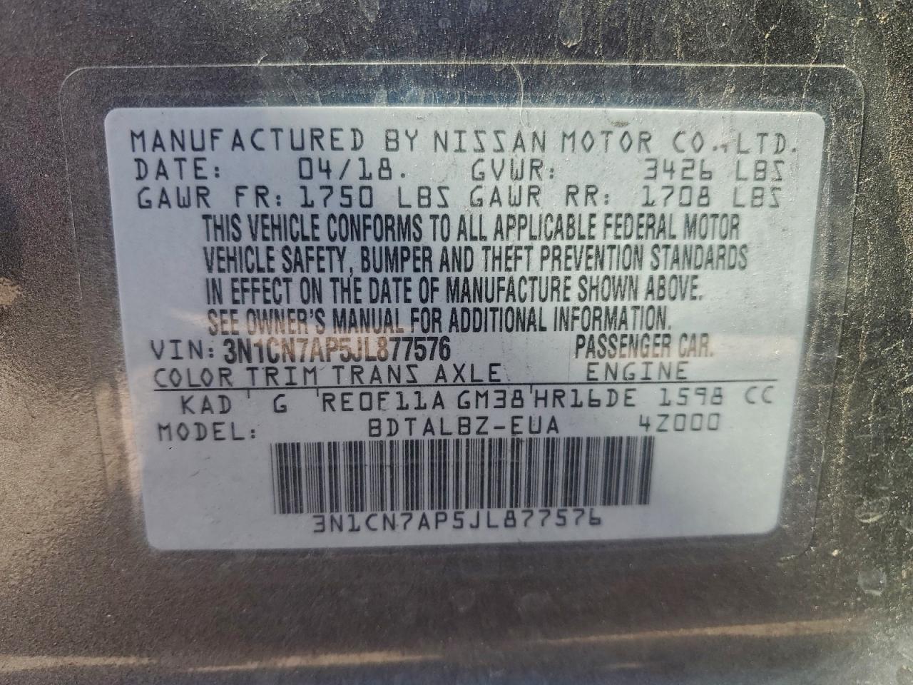 2018 NISSAN VERSA