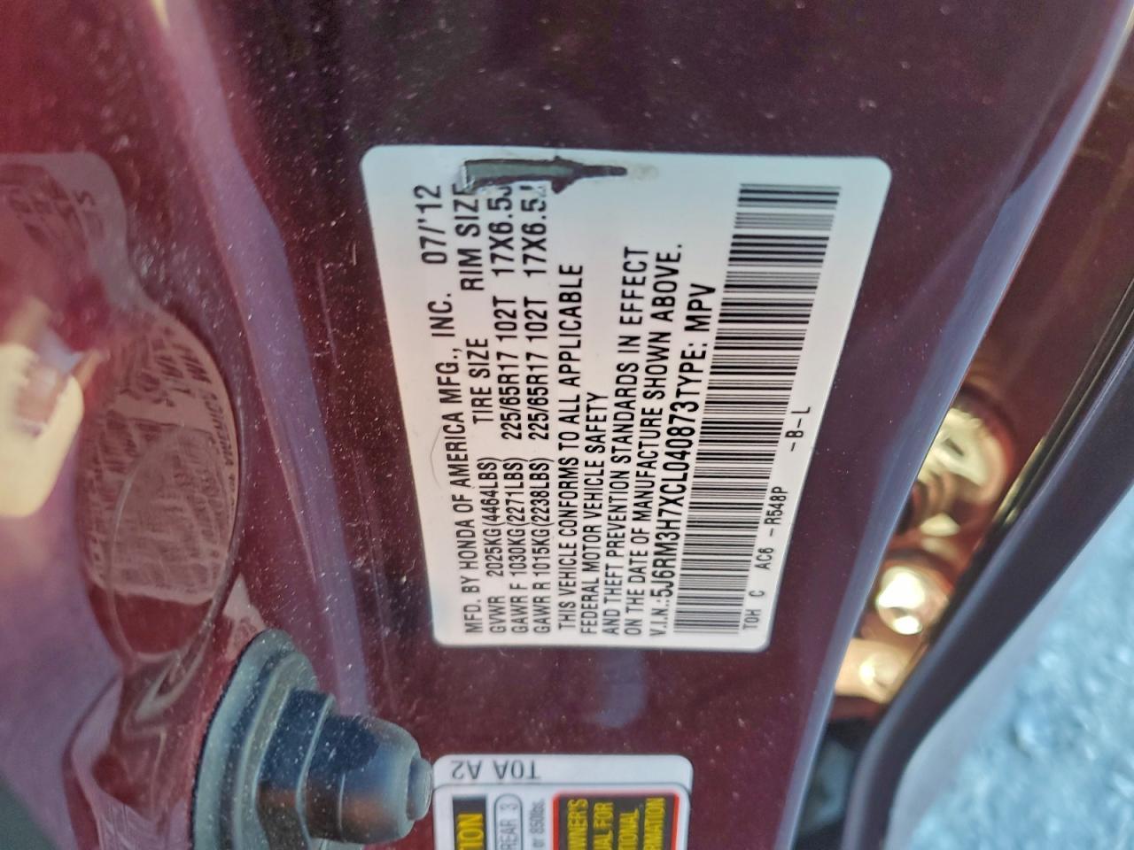 2012 HONDA CR-V