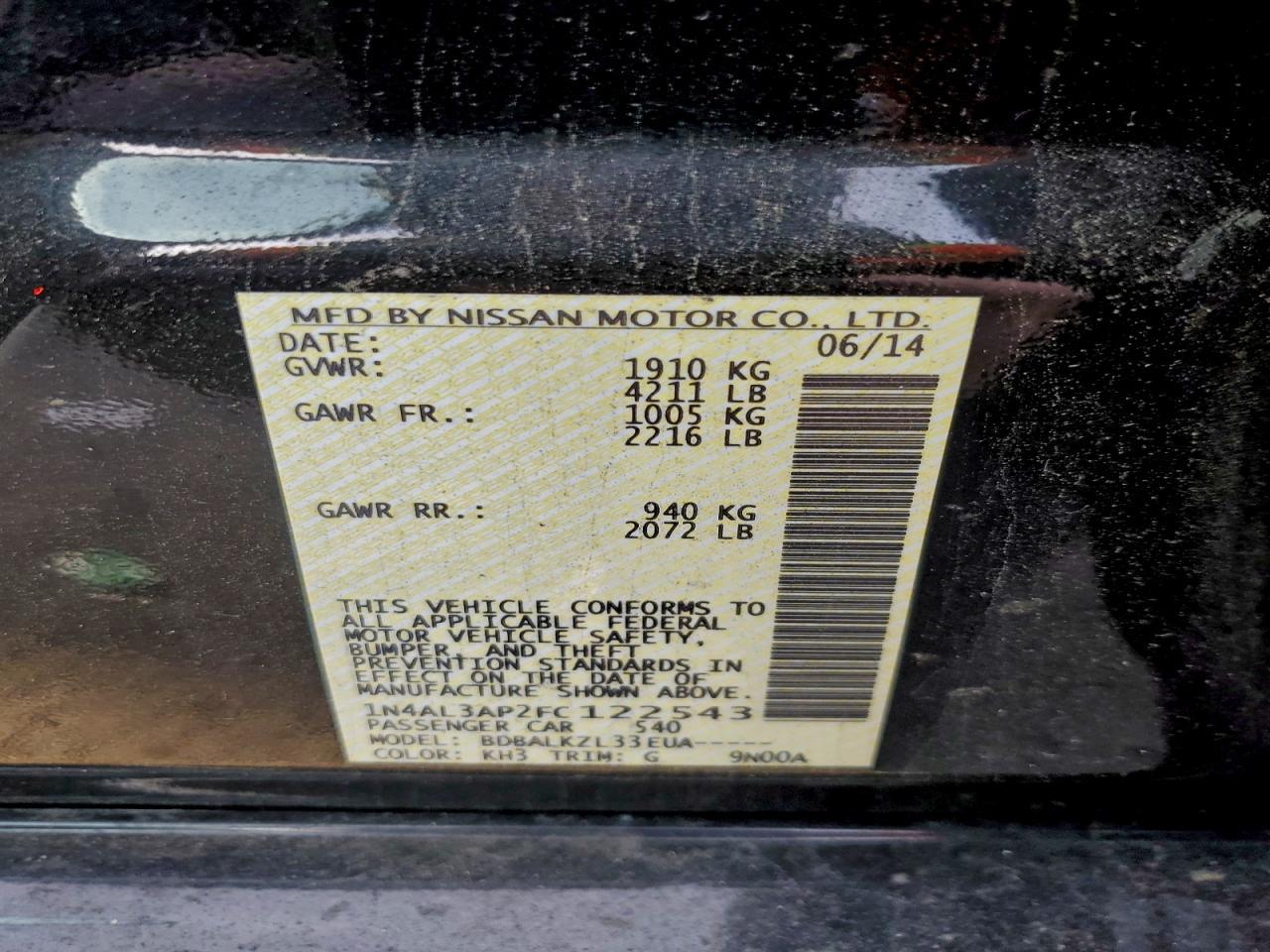 2015 NISSAN ALTIMA