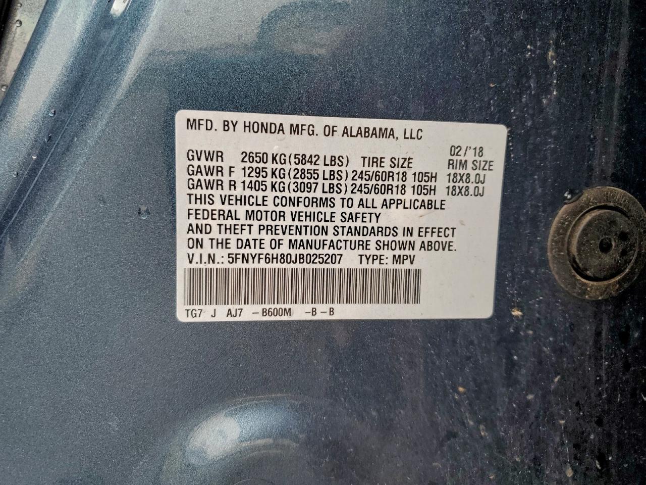 2018 HONDA PILOT