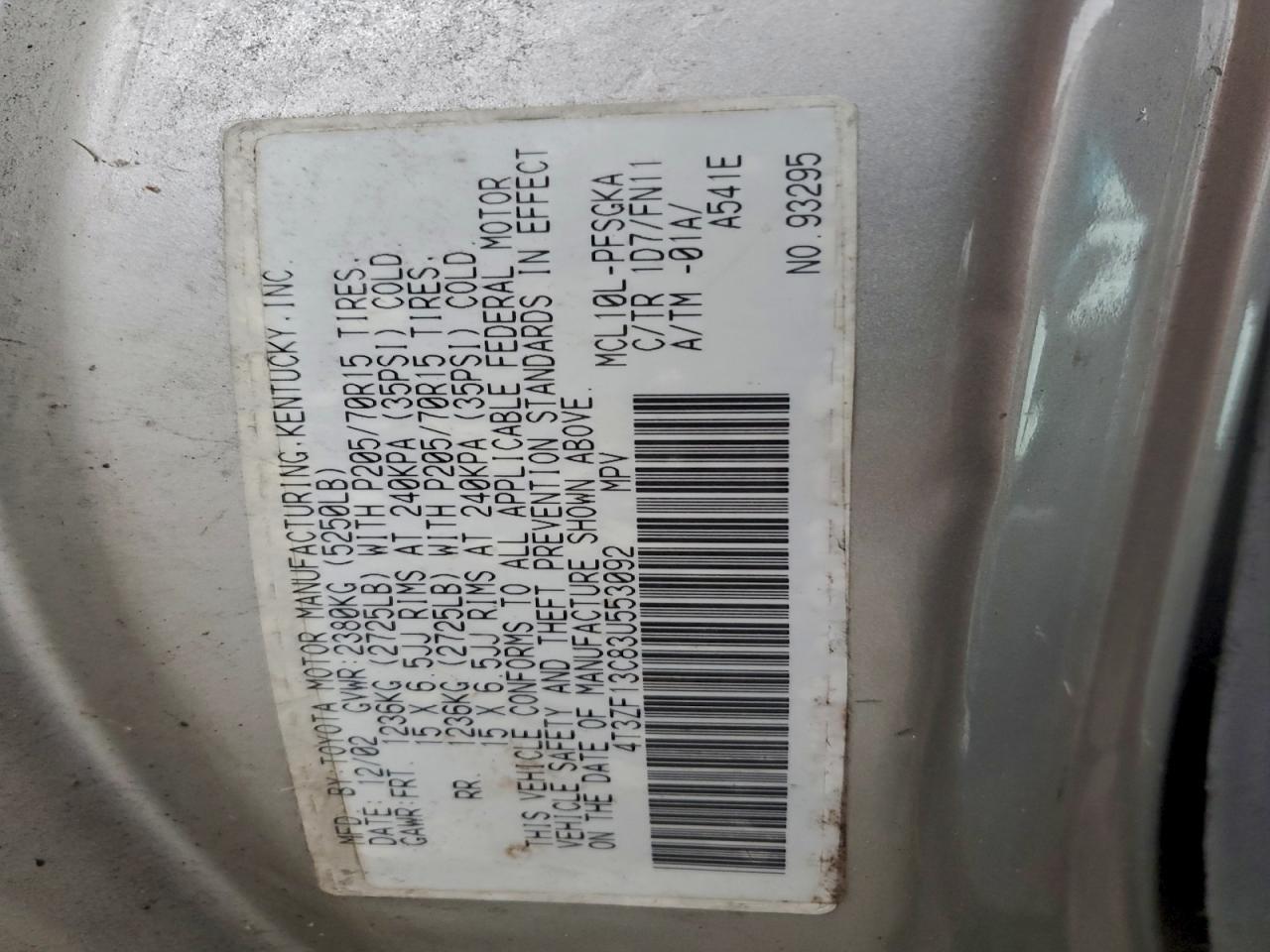 2003 TOYOTA SIENNA