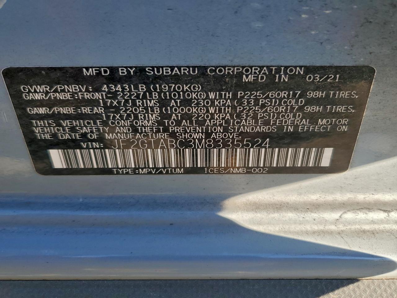 2021 SUBARU Crosstrek