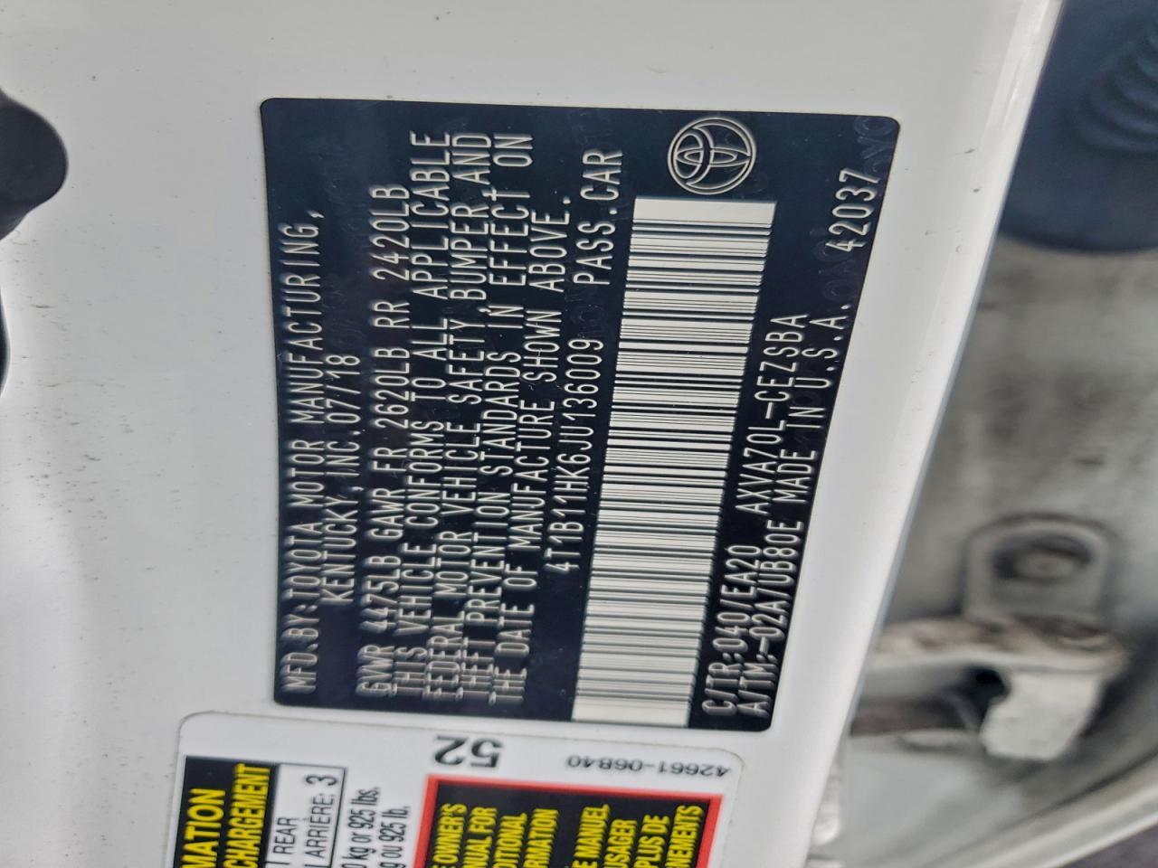 2018 TOYOTA CAMRY