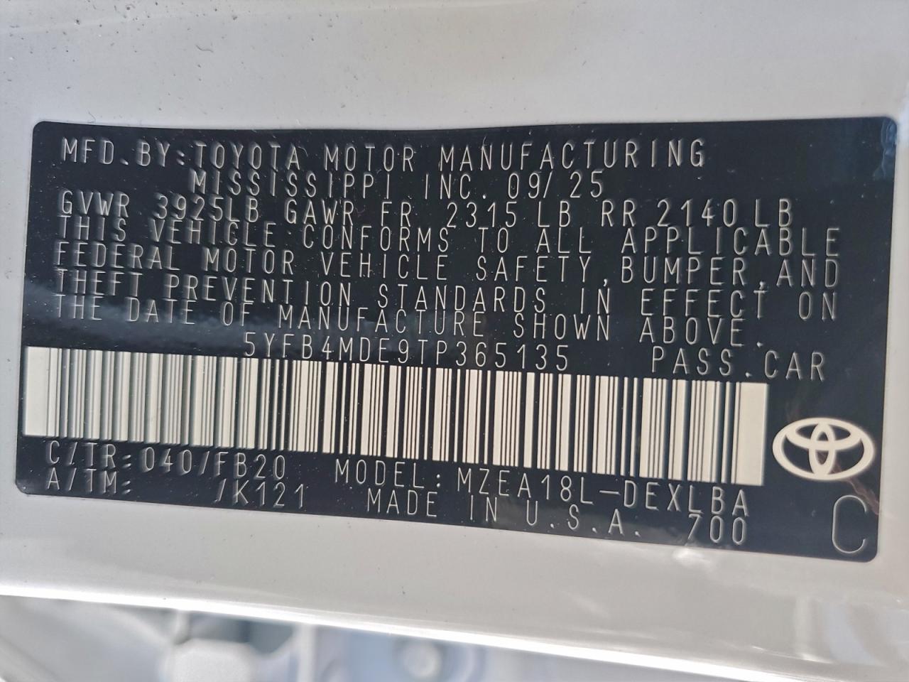 2026 TOYOTA COROLLA