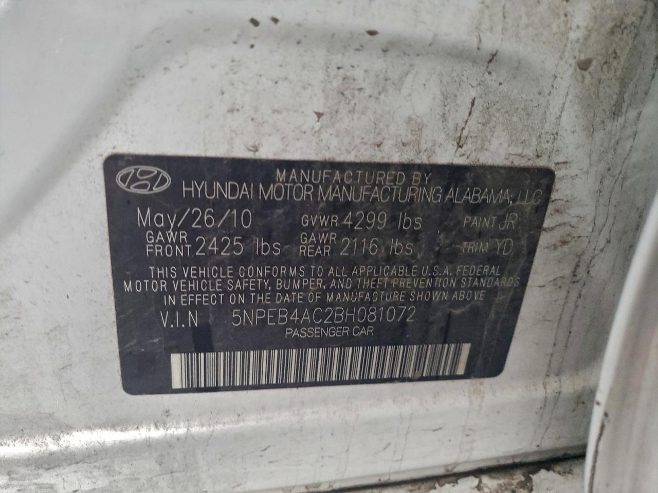 2011 HYUNDAI SONATA