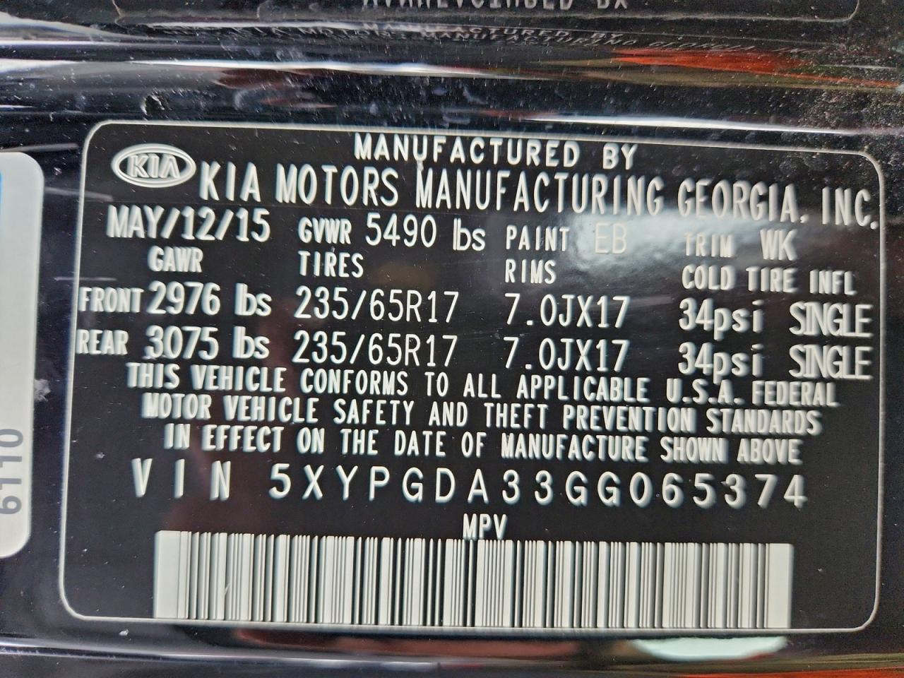 2016 KIA SORENTO