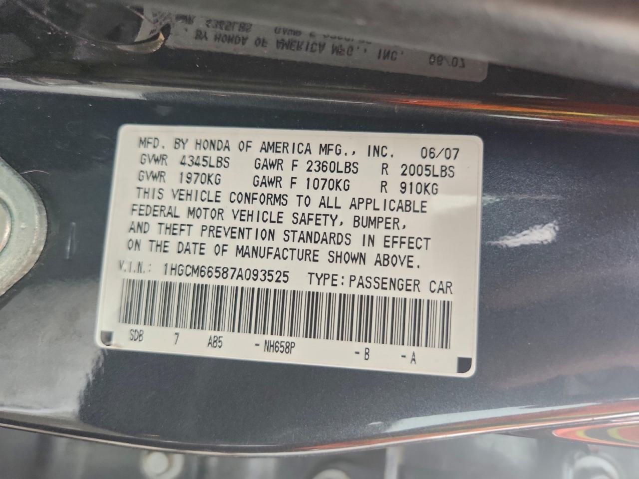 2007 HONDA ACCORD