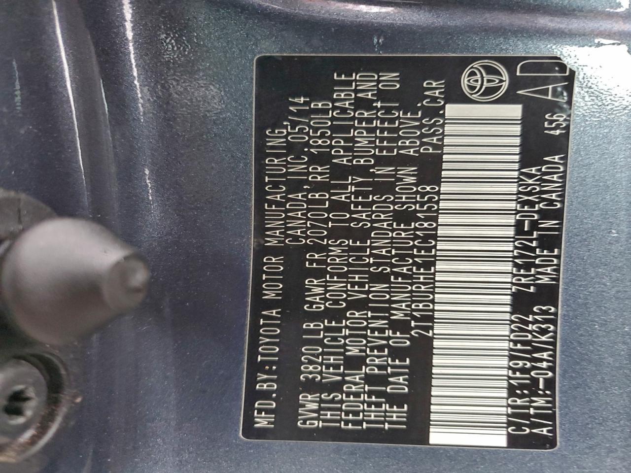 2014 TOYOTA COROLLA
