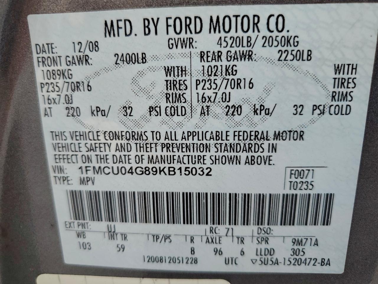 2009 FORD ESCAPE