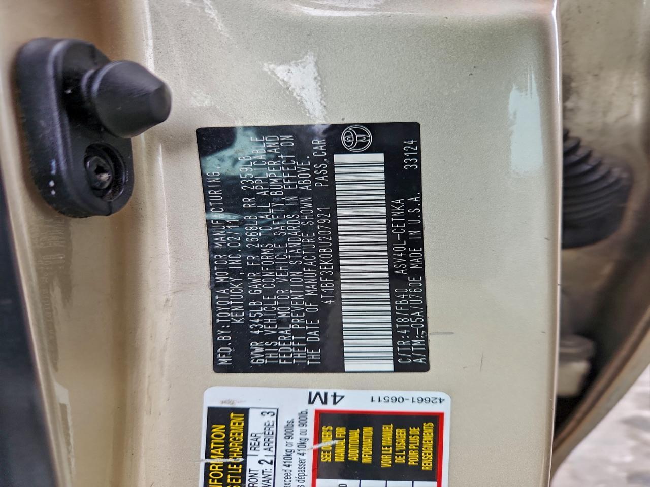 2011 TOYOTA CAMRY
