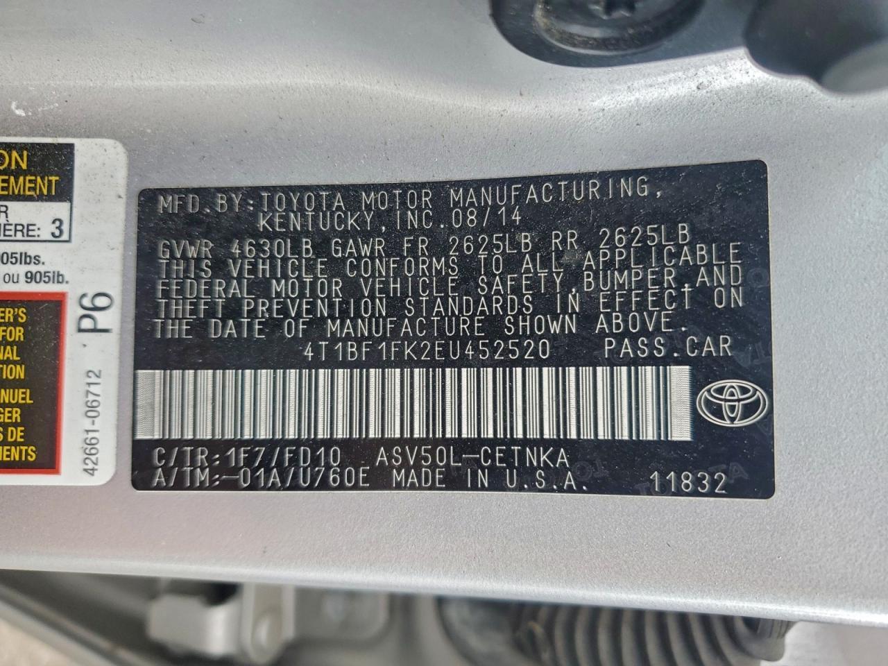 2014 TOYOTA CAMRY