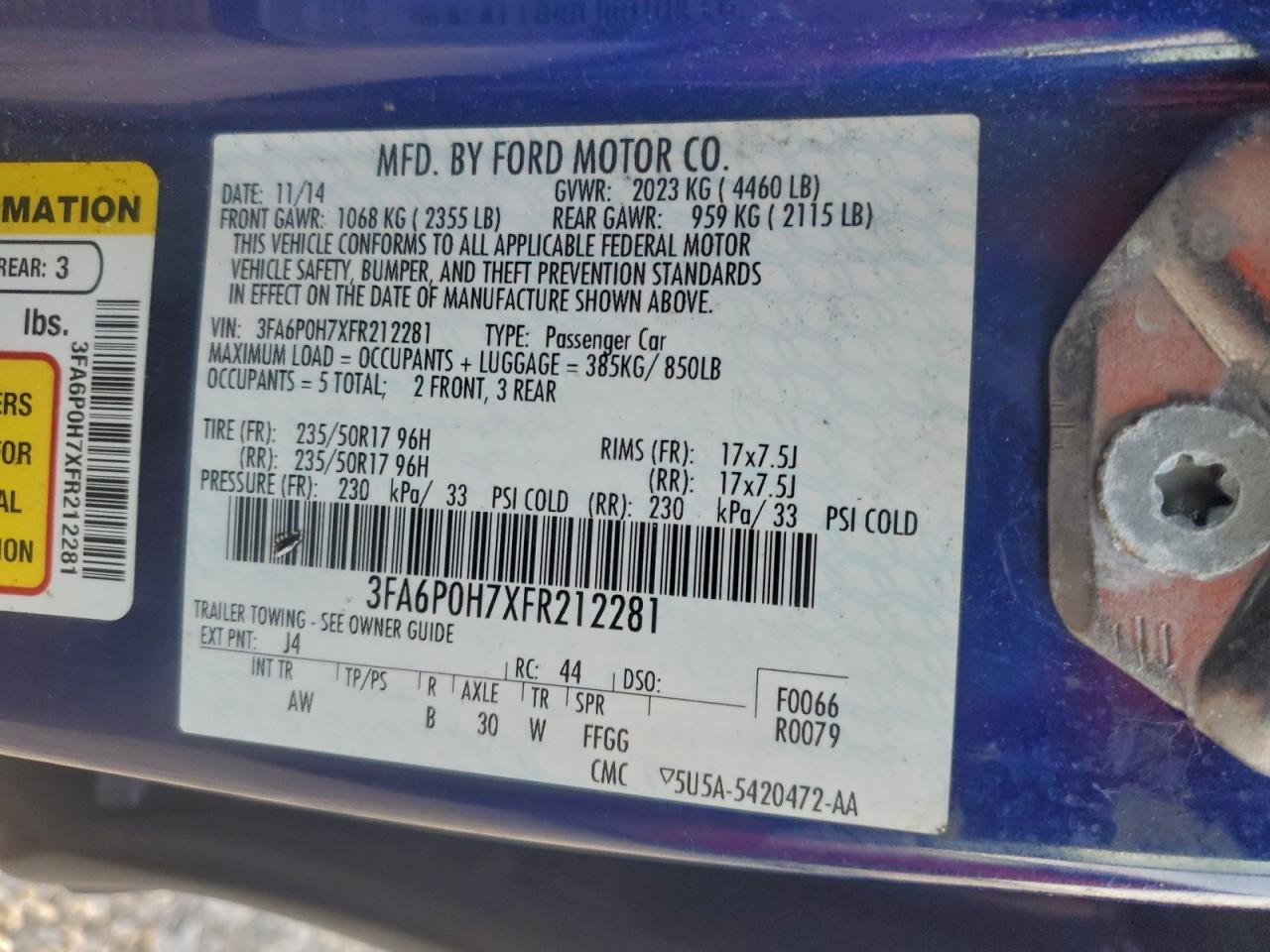 2015 FORD FUSION