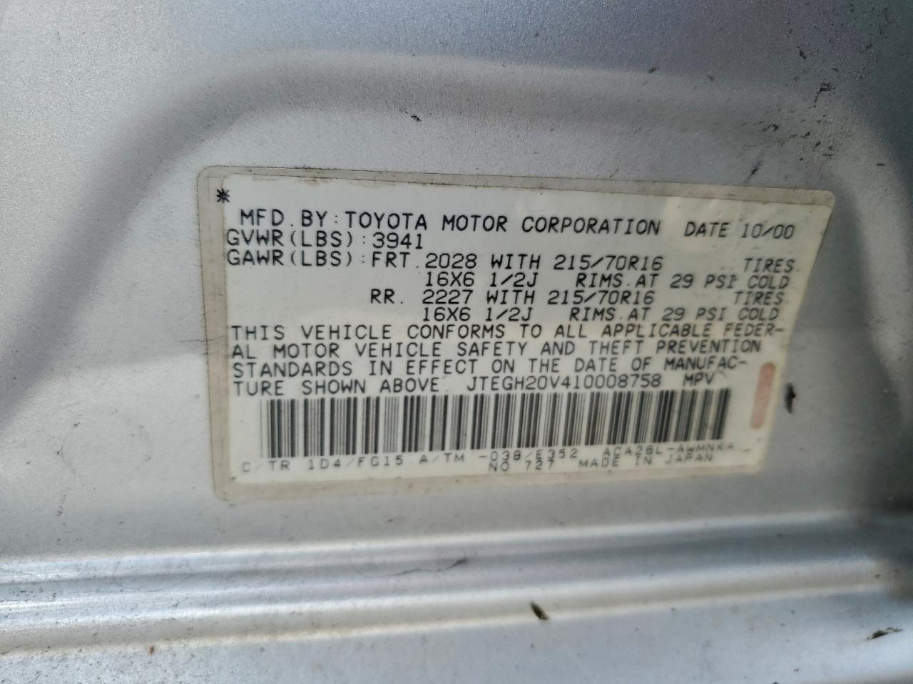 2001 TOYOTA RAV4