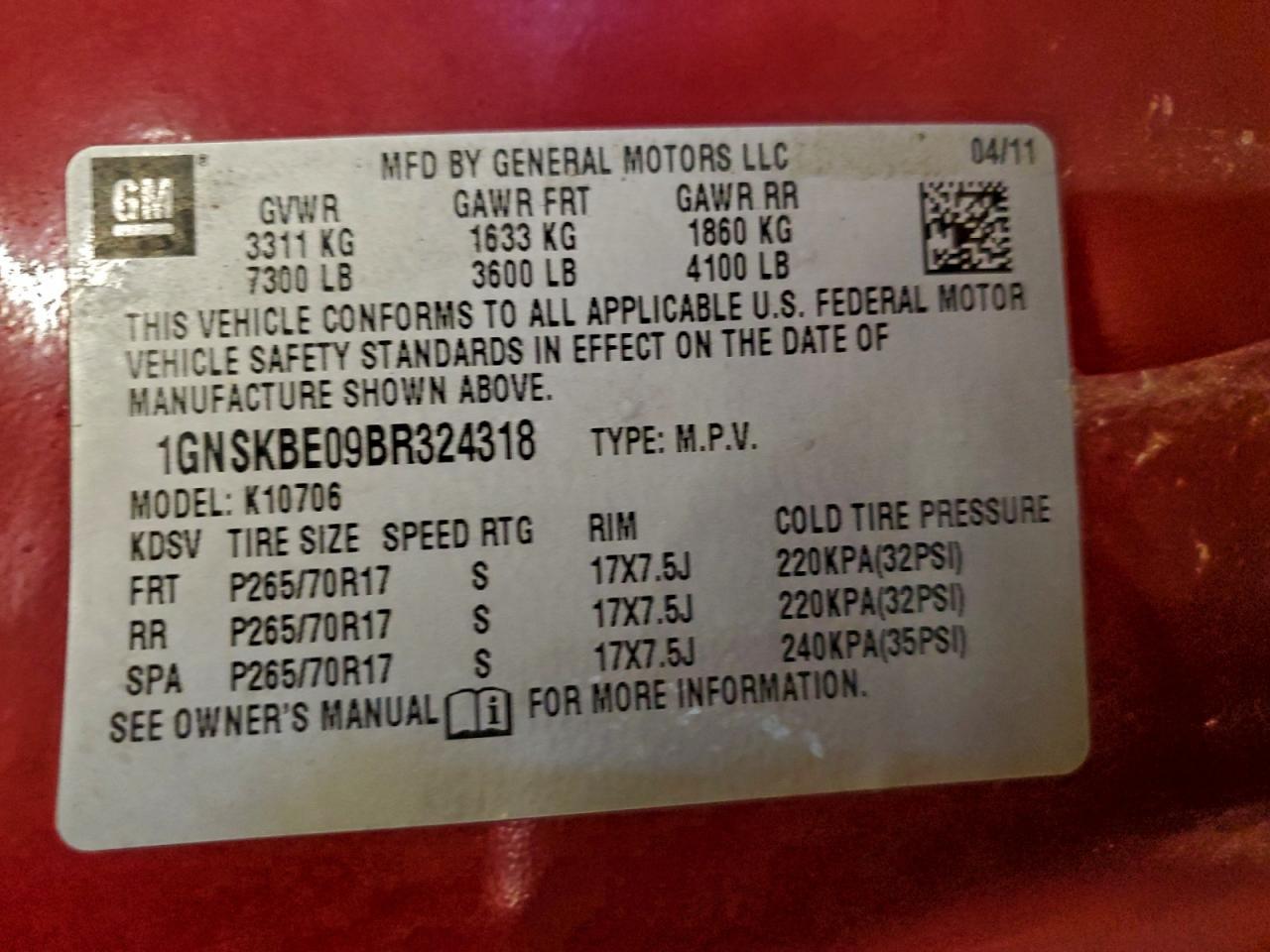 2011 CHEVROLET Tahoe