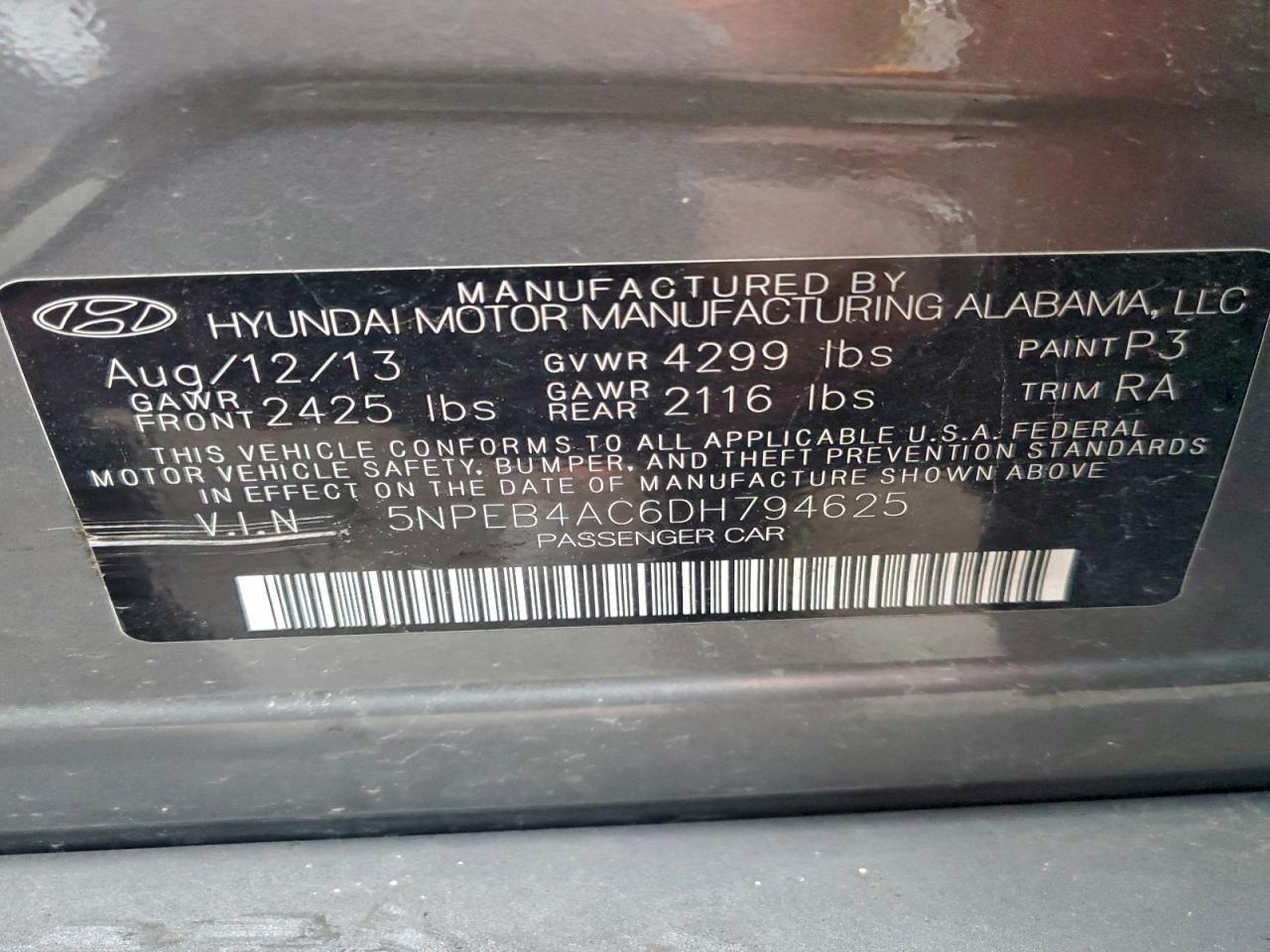 2013 HYUNDAI SONATA