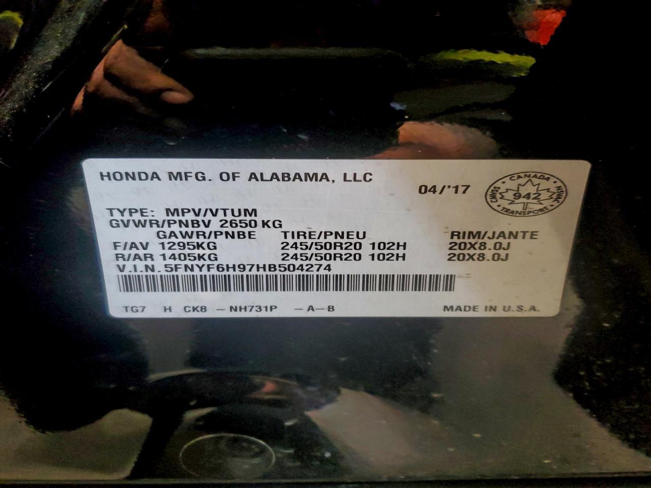 2017 HONDA PILOT