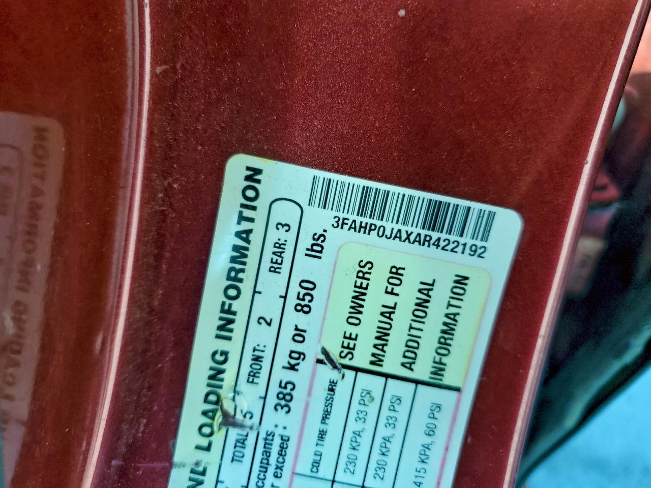 2010 FORD FUSION