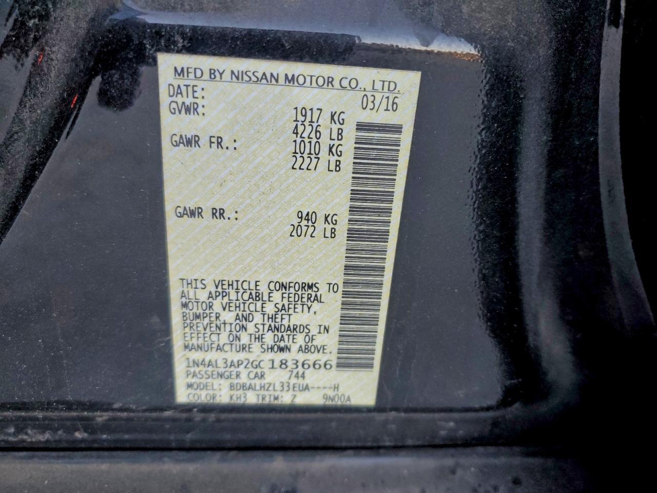 2016 NISSAN ALTIMA