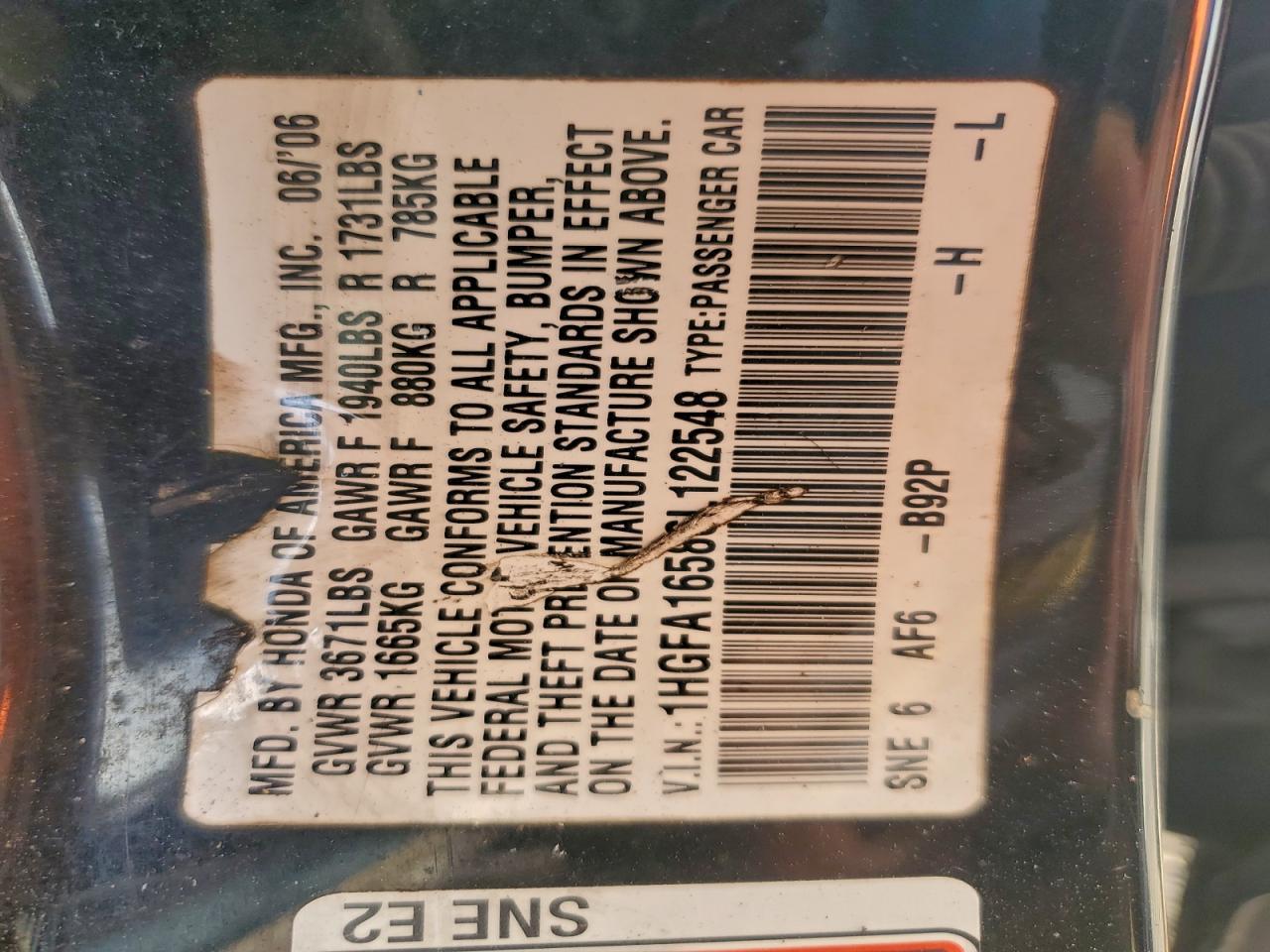 2006 HONDA CIVIC