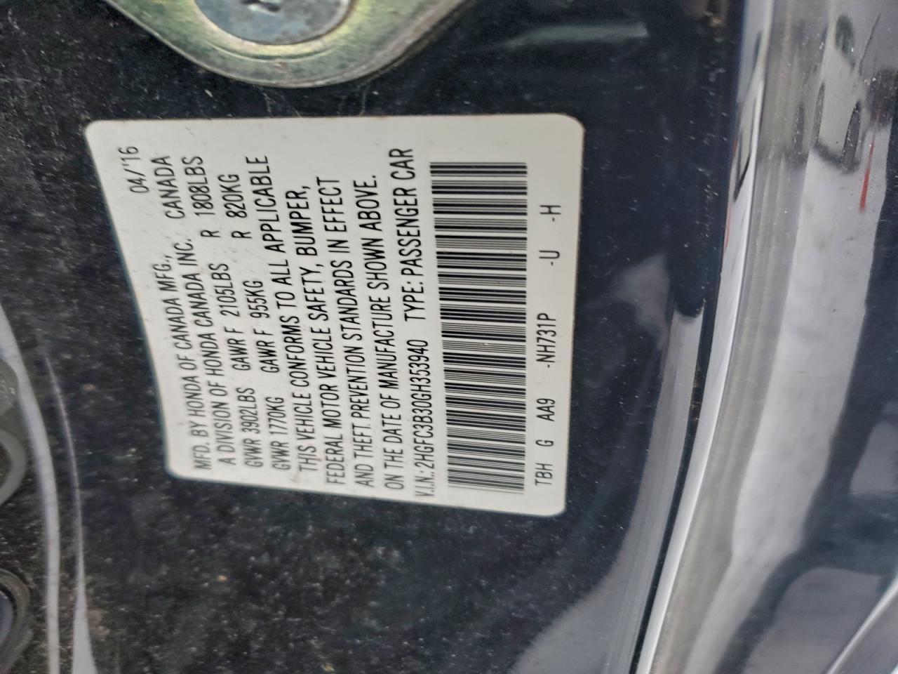 2016 HONDA CIVIC