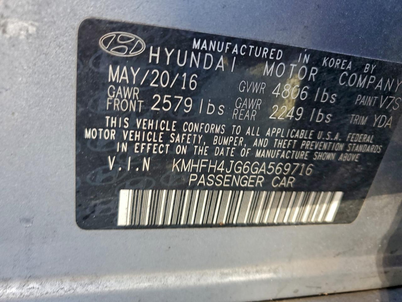 2016 HYUNDAI Azera