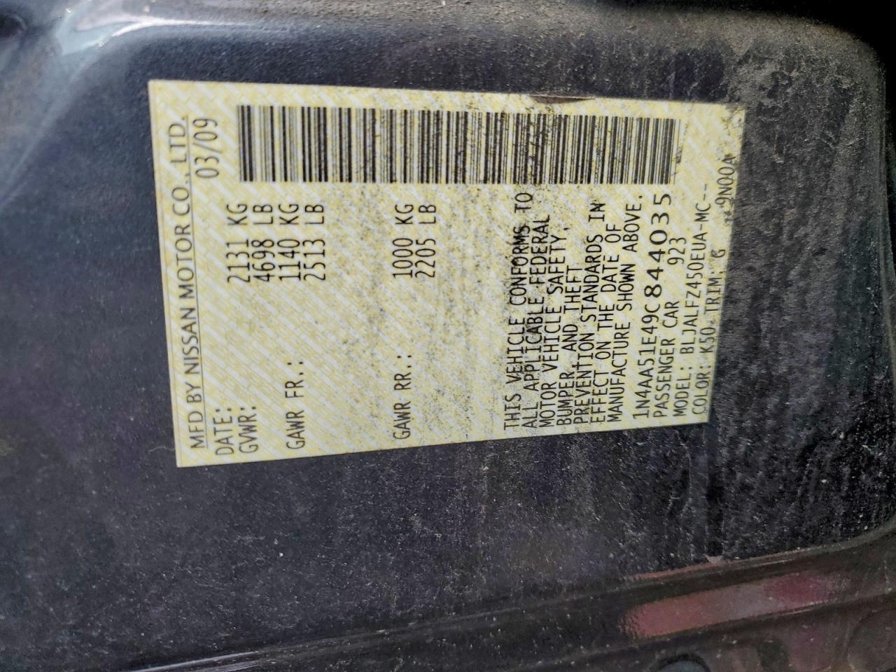 2009 NISSAN Maxima