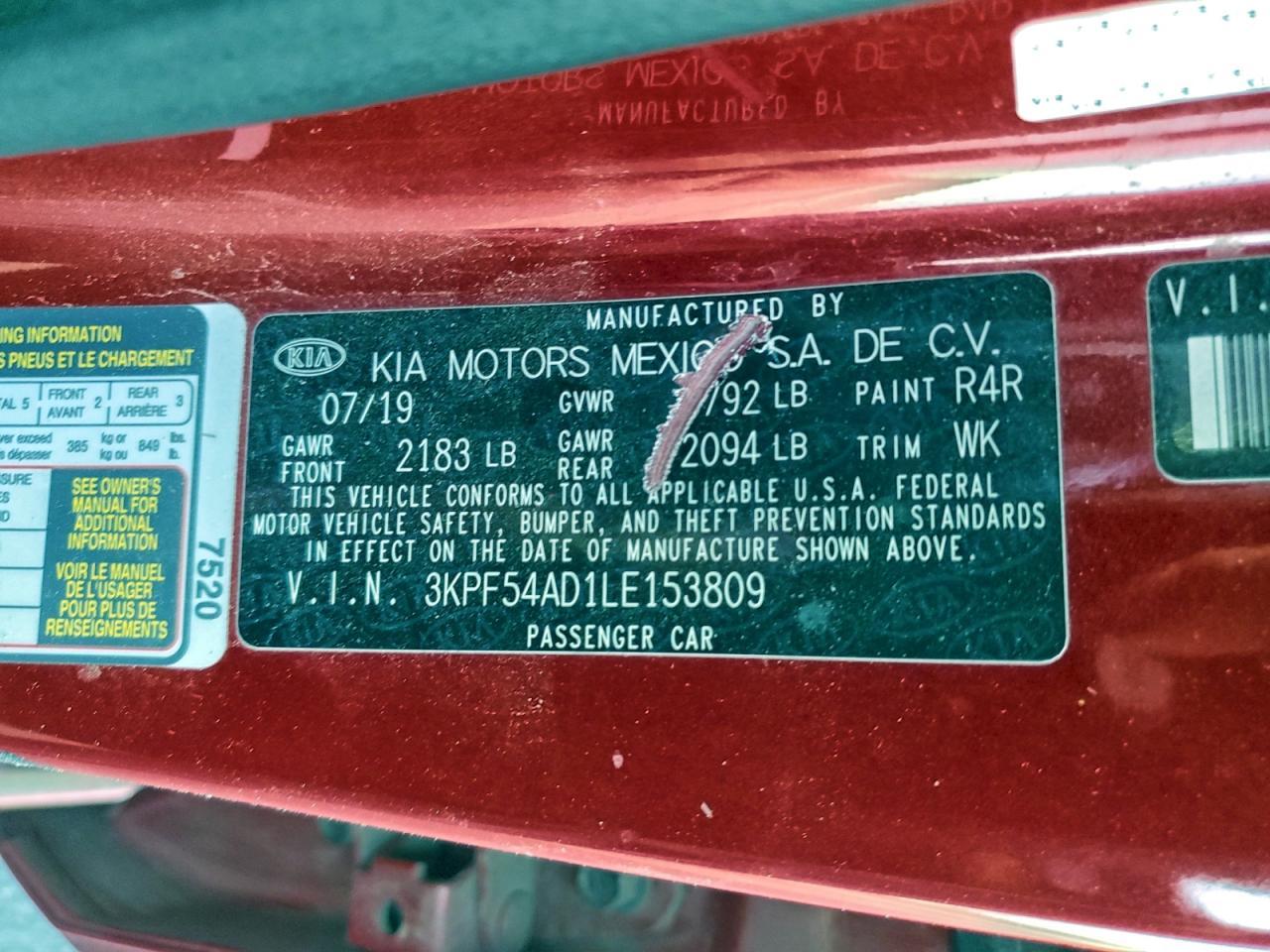 2020 KIA FORTE