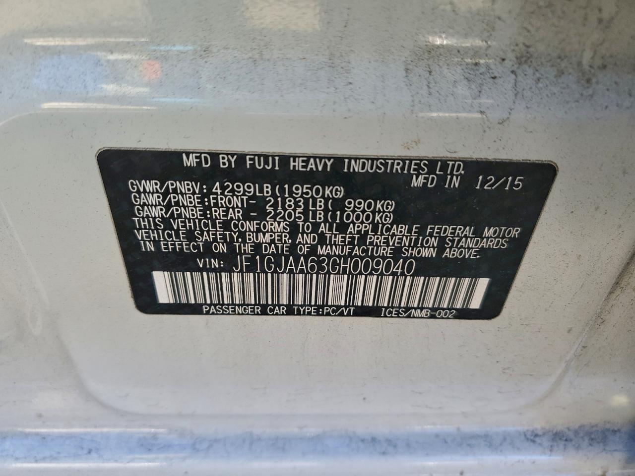 2016 SUBARU IMPREZA