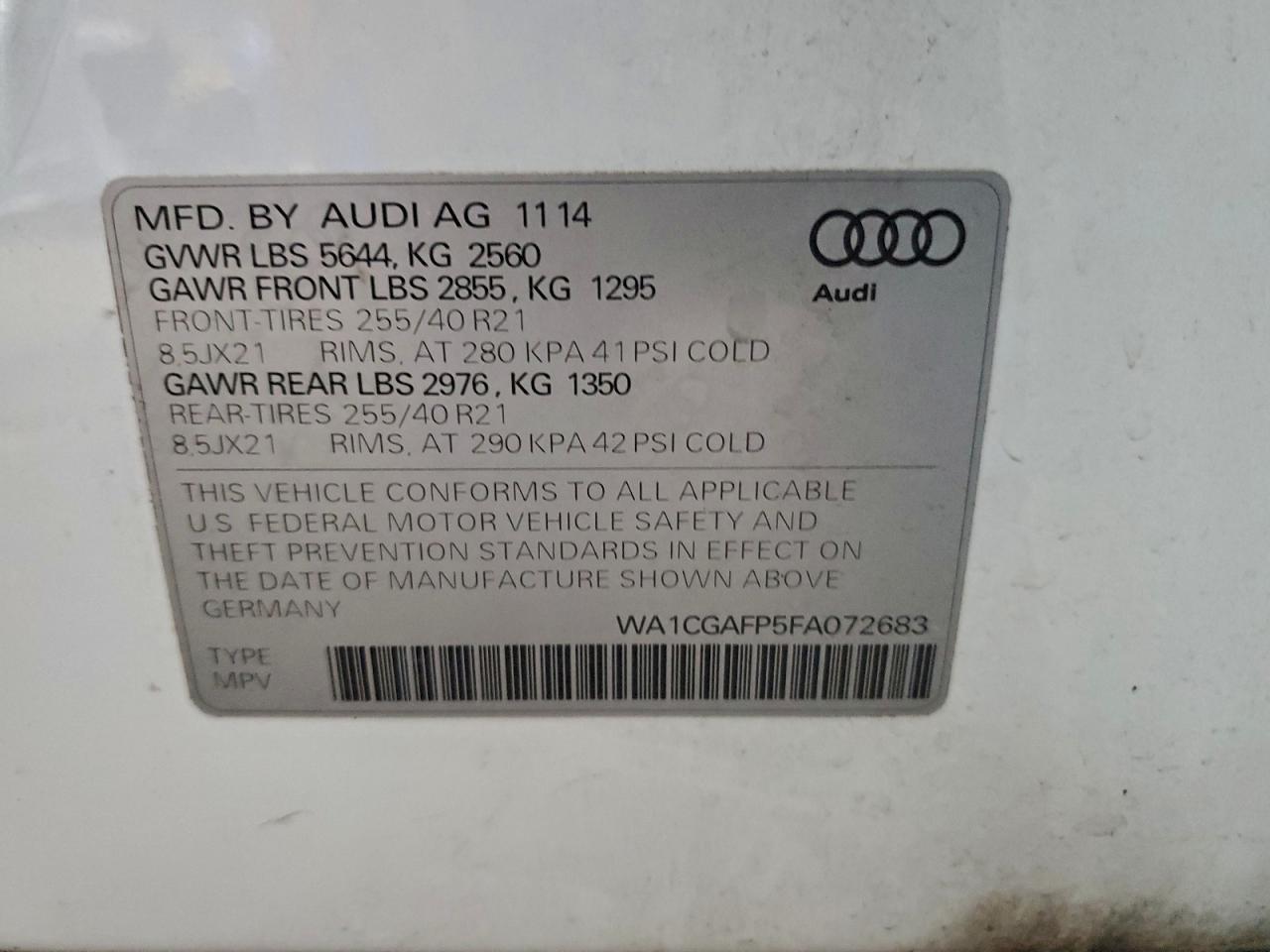 2015 AUDI SQ5